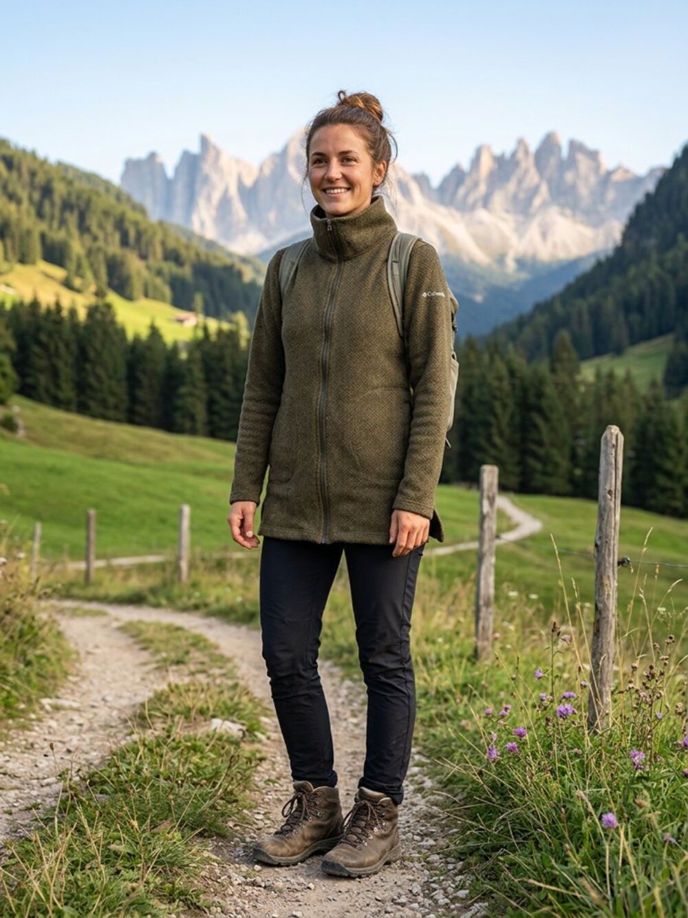 Columbia long like green zip up jacket